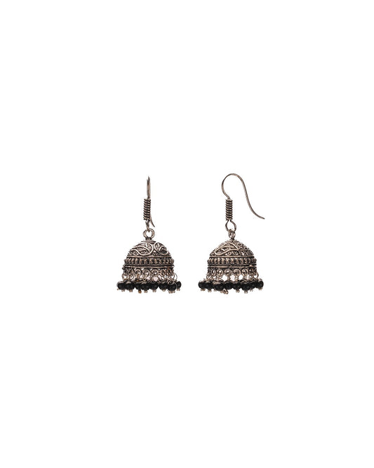 Rose Dust Oxidized Jhumka - Vintage Charm with a Hint of Blush