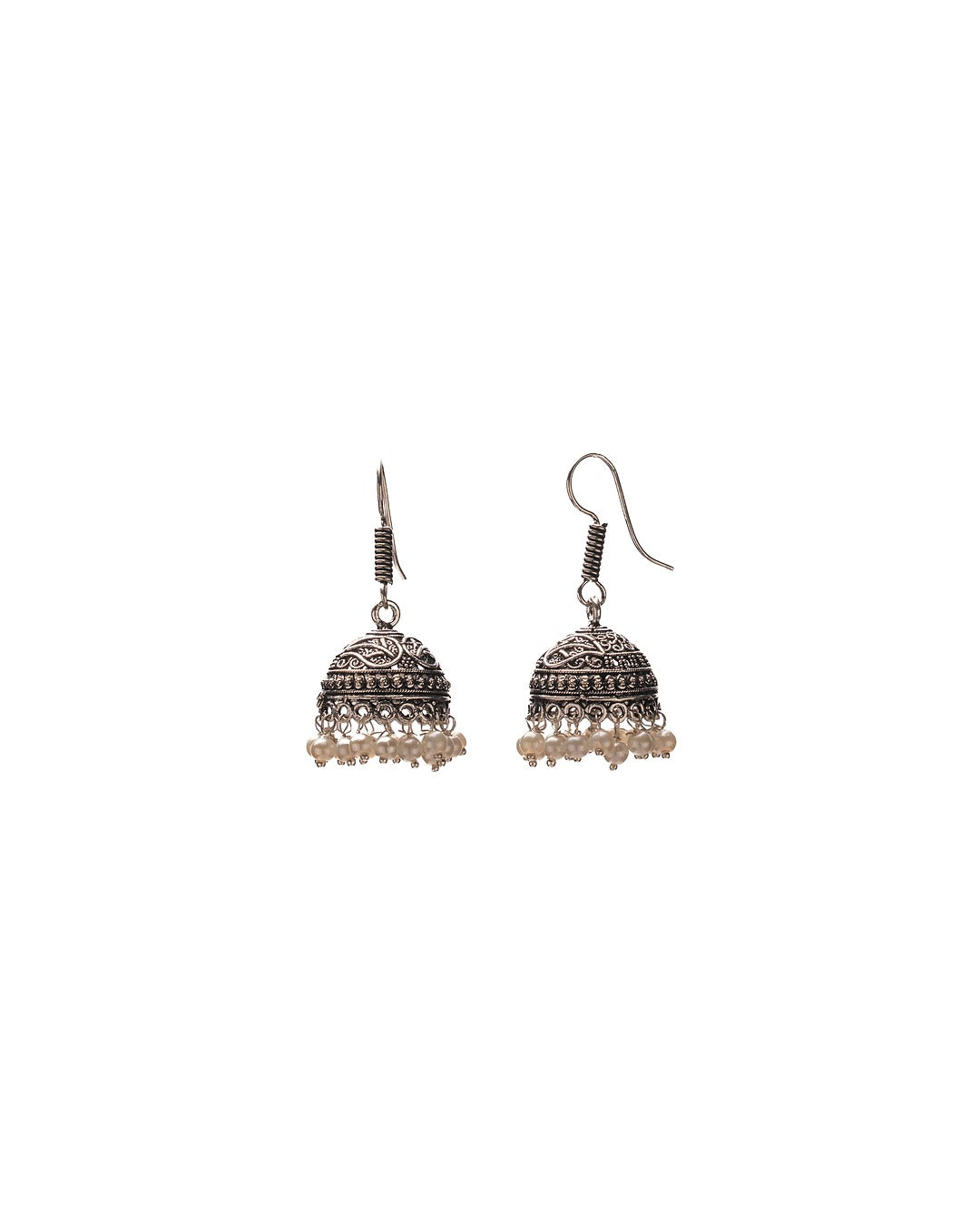 Rose Dust Oxidized Jhumka - Vintage Charm with a Hint of Blush