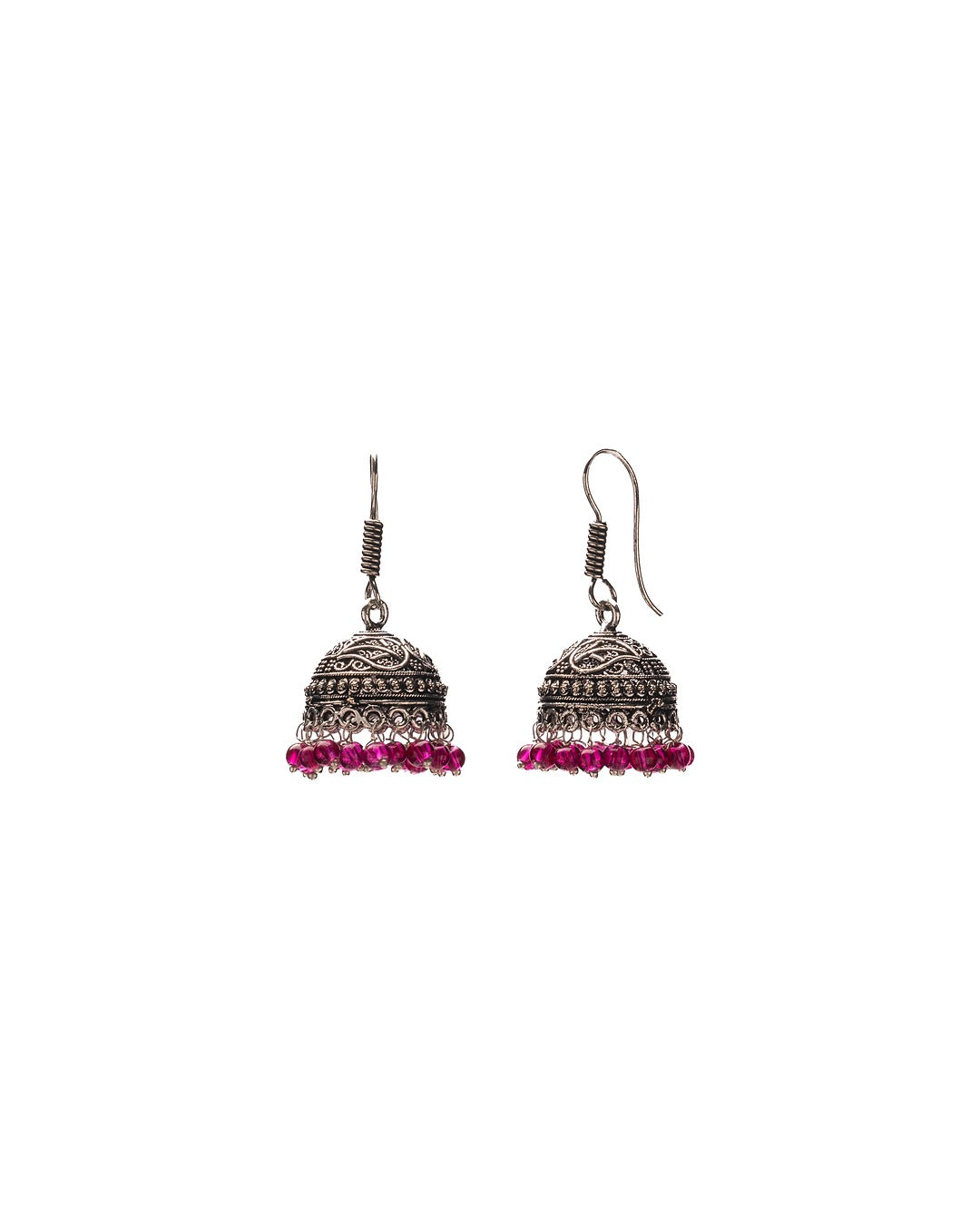 Rose Dust Oxidized Jhumka - Vintage Charm with a Hint of Blush