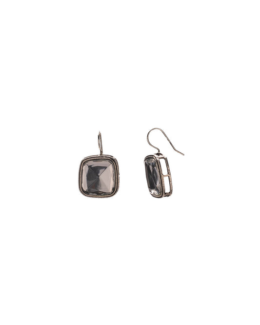 Midnight Gleam: Square Drop Earrings - Bold Elegance in Every Facet