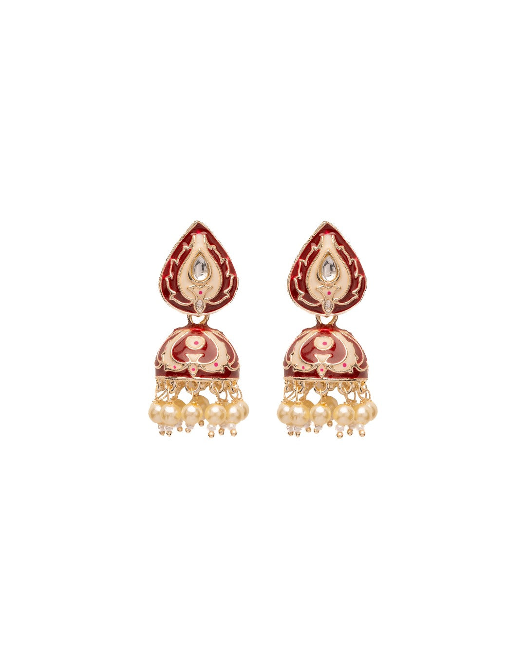 Meenakari Teardrop Royal Earrings - Elegance in Every Enamel Curve