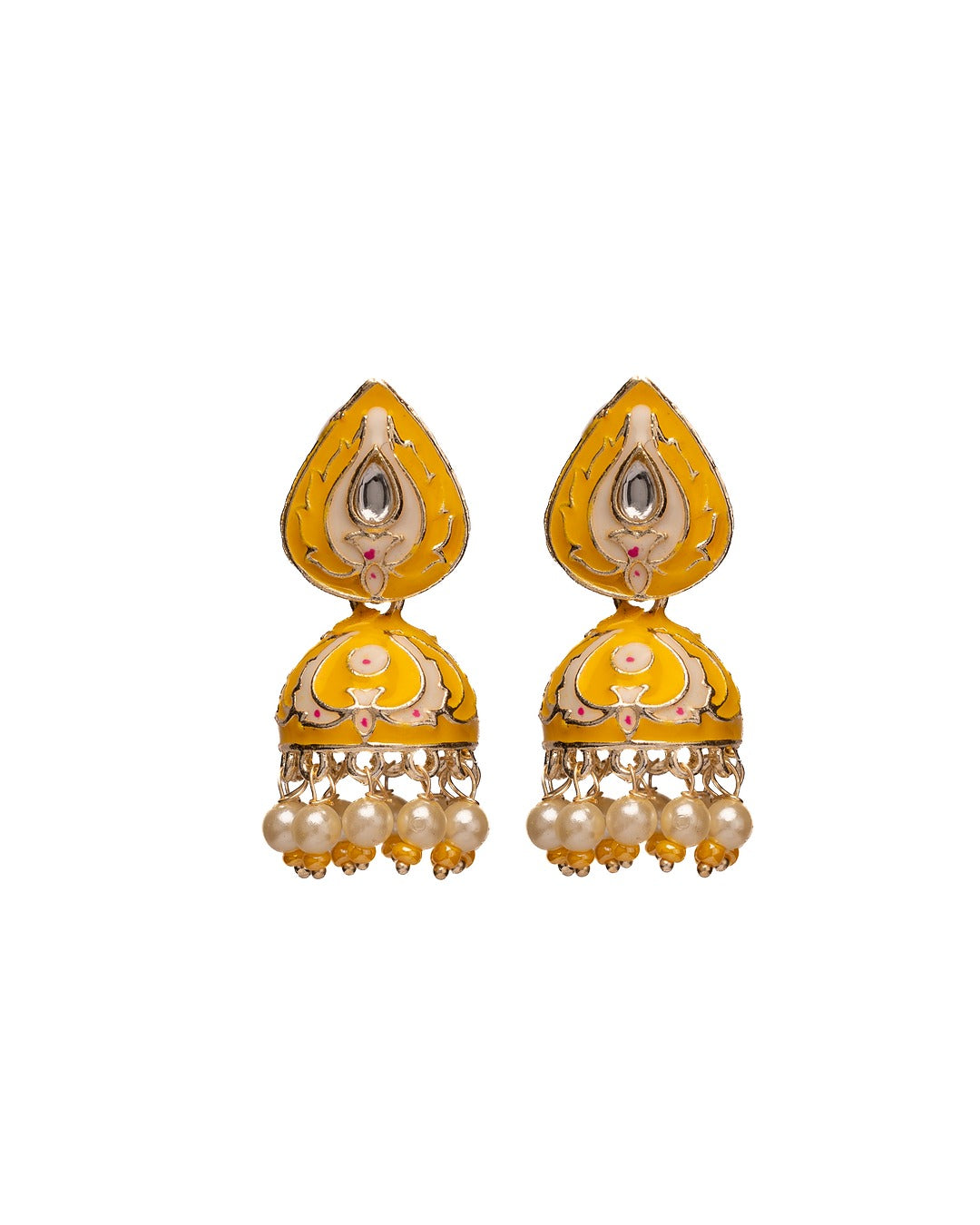 Meenakari Teardrop Royal Earrings - Elegance in Every Enamel Curve
