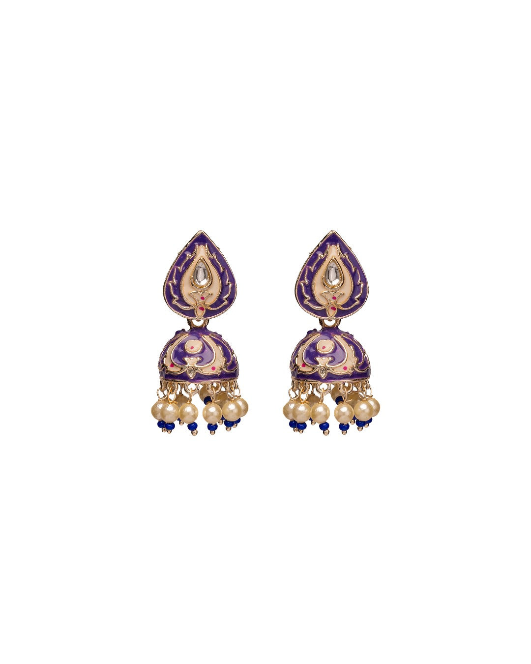 Meenakari Teardrop Royal Earrings - Elegance in Every Enamel Curve