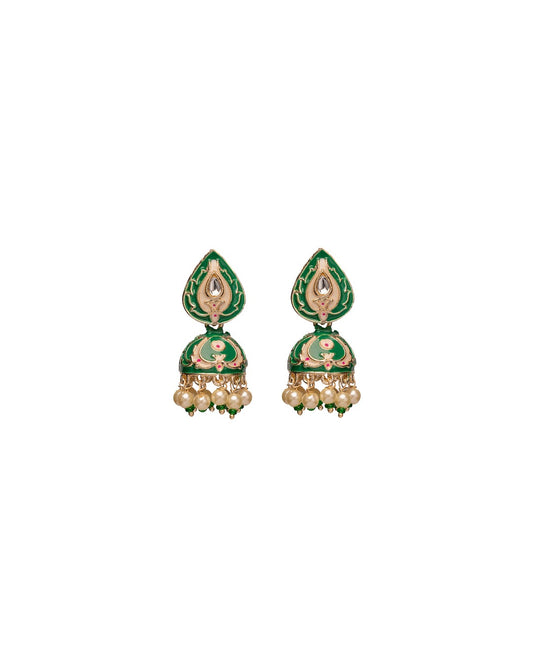 Meenakari Teardrop Royal Earrings - Elegance in Every Enamel Curve