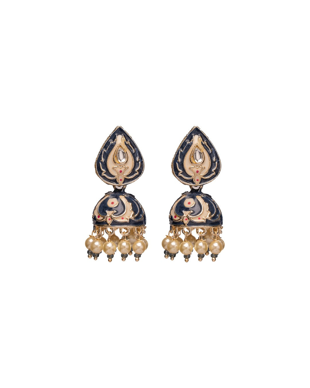 Meenakari Teardrop Royal Earrings - Elegance in Every Enamel Curve