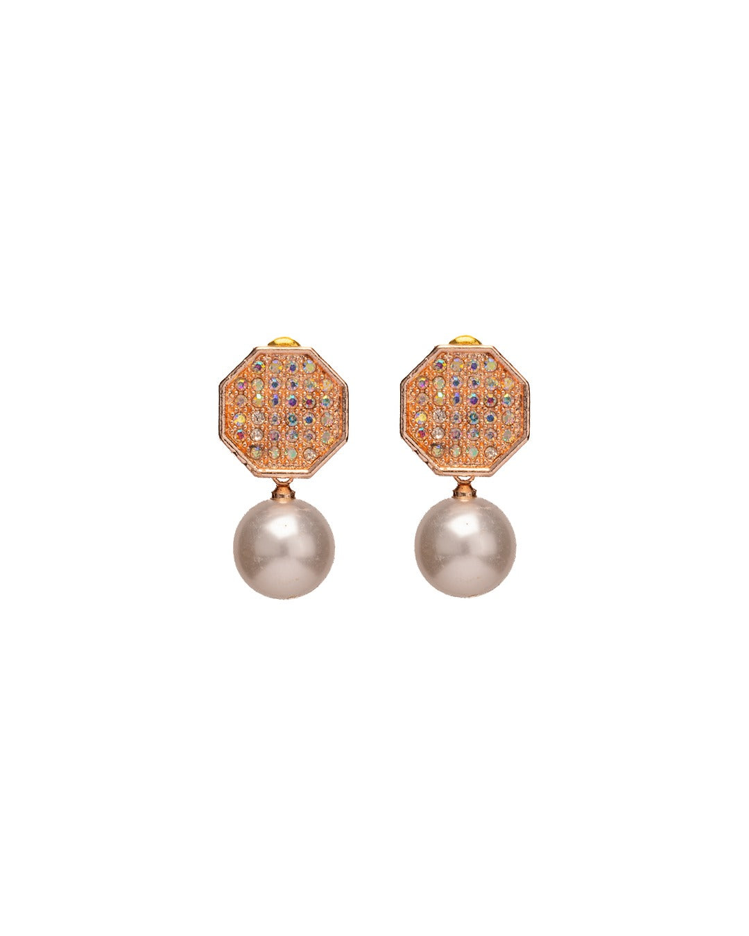 OctaGlow Pearl Studs - Art-Deco Drama Meets Classic Pearl