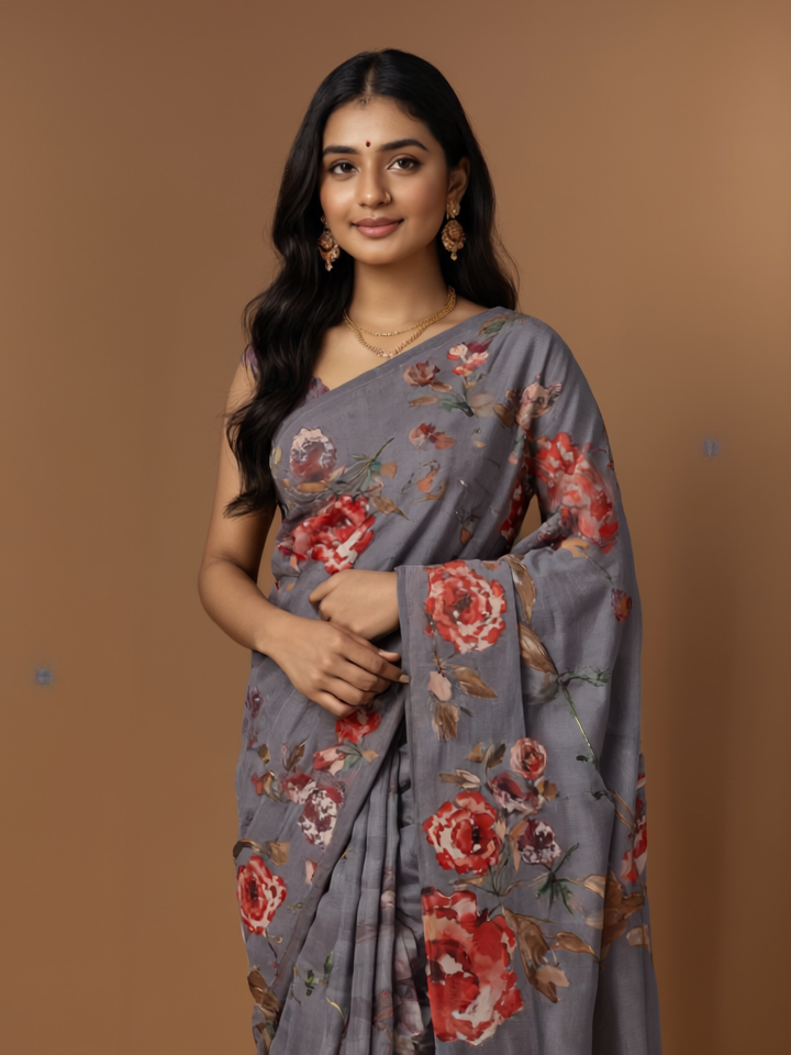 Blooms in Every Drape - A Garden of Grace on Soft Blue