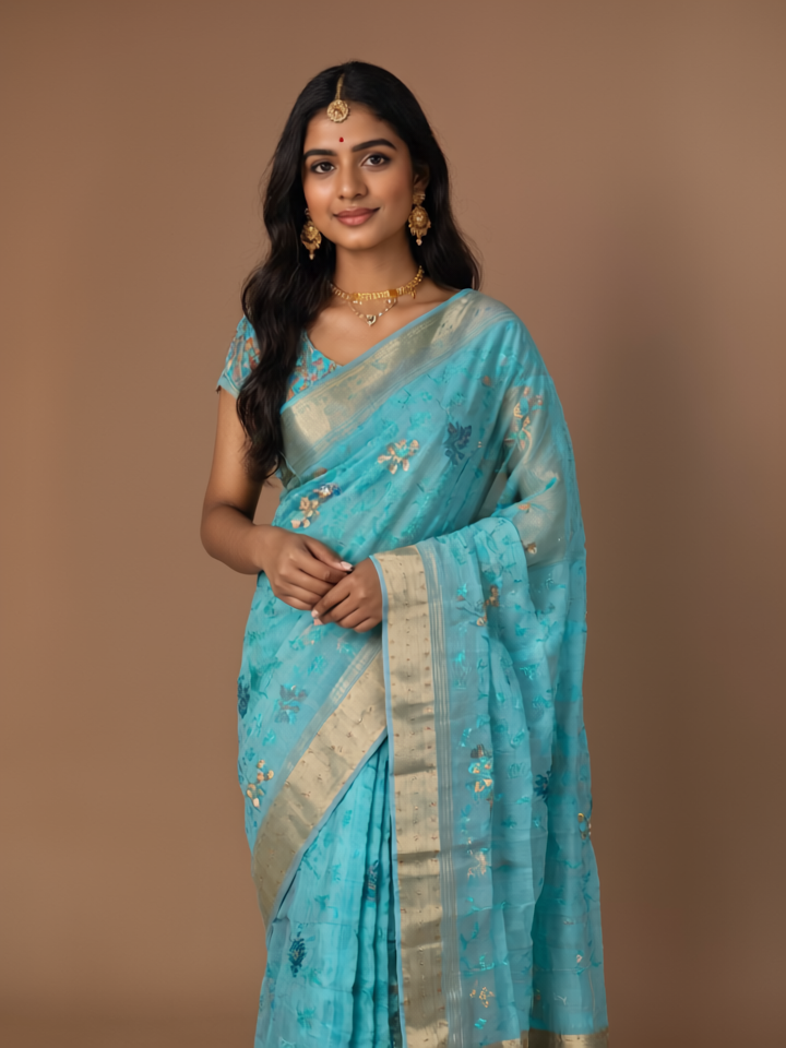 Subtle Sparkle, Pure Sophistication - When Elegance Wears a Shade of Sky