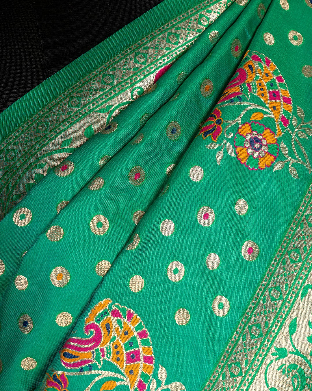 Meher-E-Peela Symphony in Green and Gold - Crafted Elegance That Whispers Royalty
