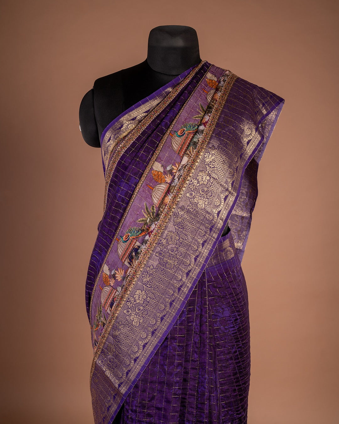 Purple Banarasi Heritage Saree - Peacocks and Palaces in a Royal Drape