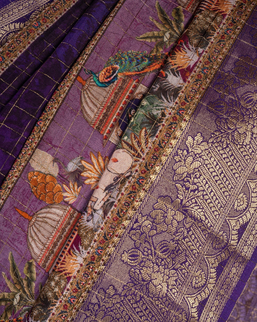 Purple Banarasi Heritage Saree - Peacocks and Palaces in a Royal Drape