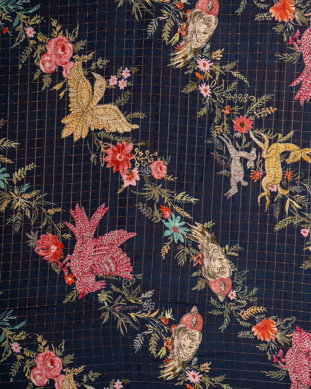 Navy Blue Banarasi Saree - Where Nature Dances on Silk
