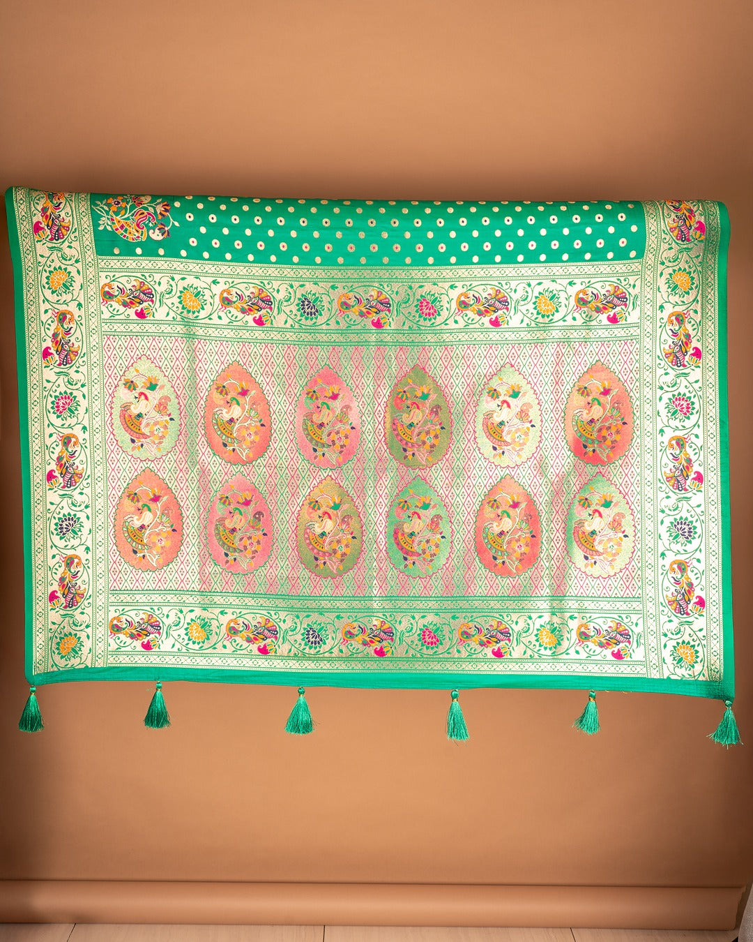 Meher-E-Peela Symphony in Green and Gold - Crafted Elegance That Whispers Royalty