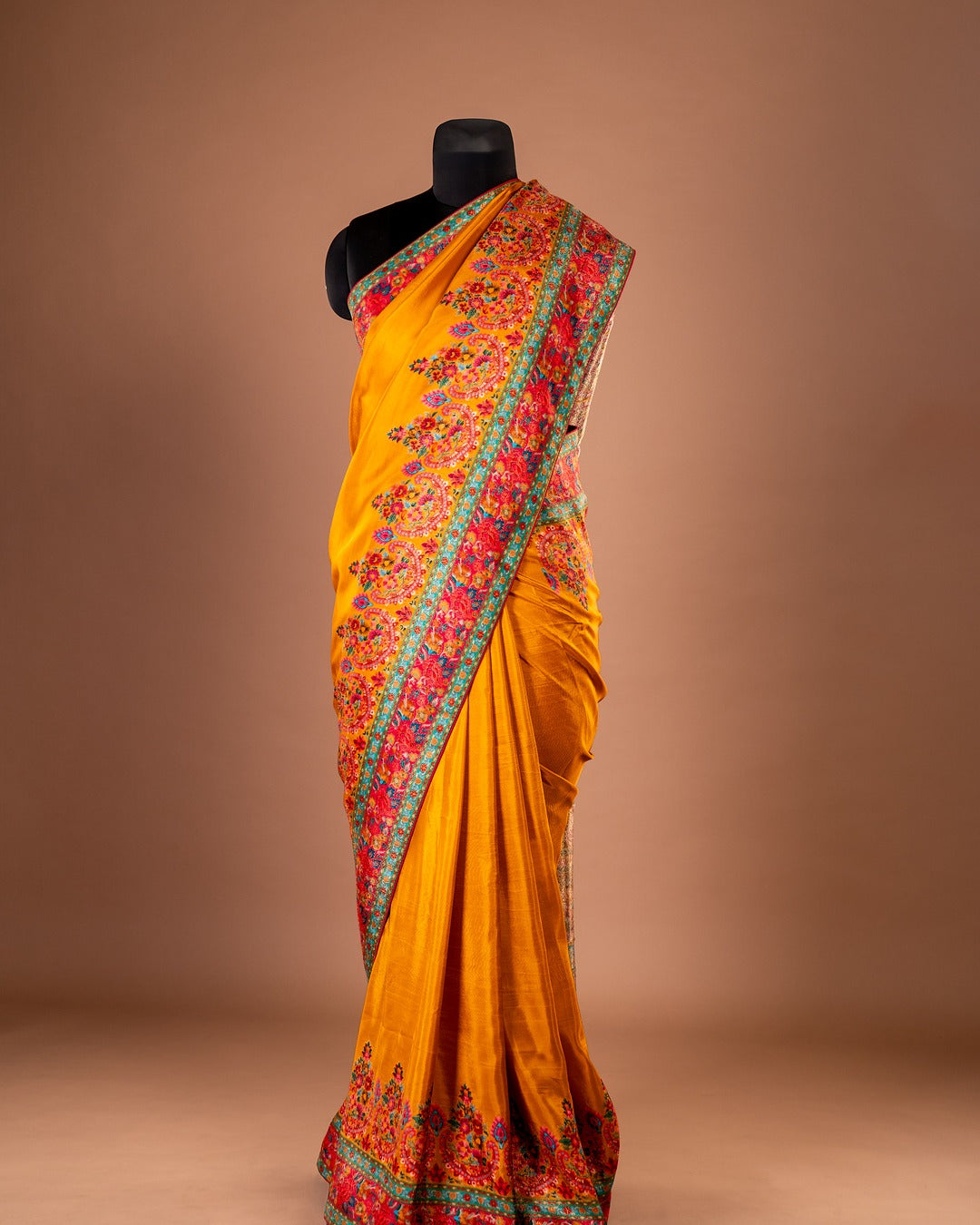 Sunlit Grace – The Mustard Yellow Embroidered Saree - Brighten Your Style with a Touch of Heritage