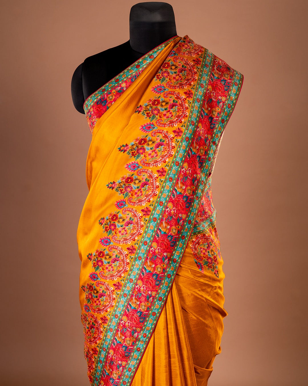 Sunlit Grace – The Mustard Yellow Embroidered Saree - Brighten Your Style with a Touch of Heritage