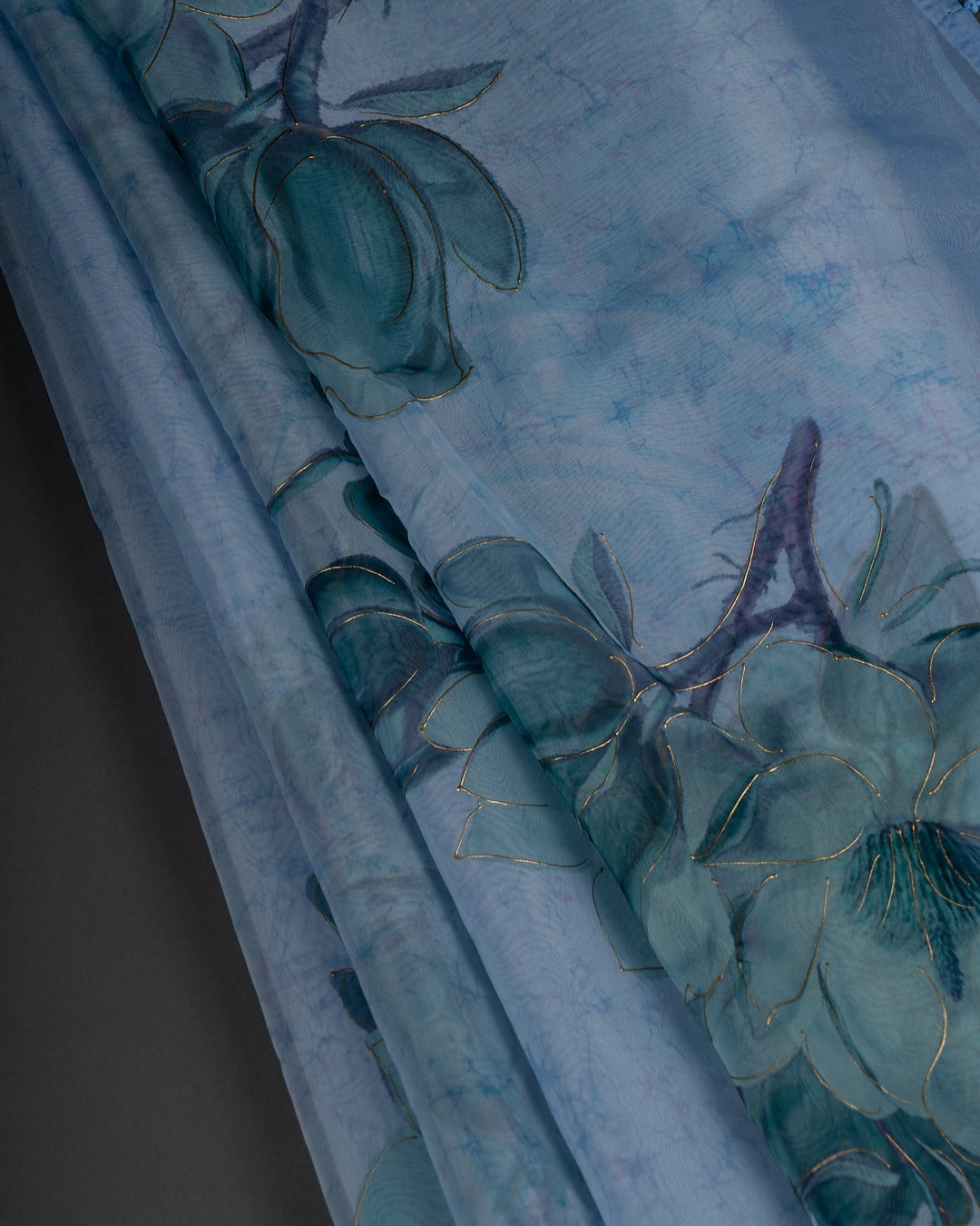 Grace in Every Drape: The Serene Mint Organza Saree - Soft Hues, Strong Impressions – Redefine Elegance Effortlessly