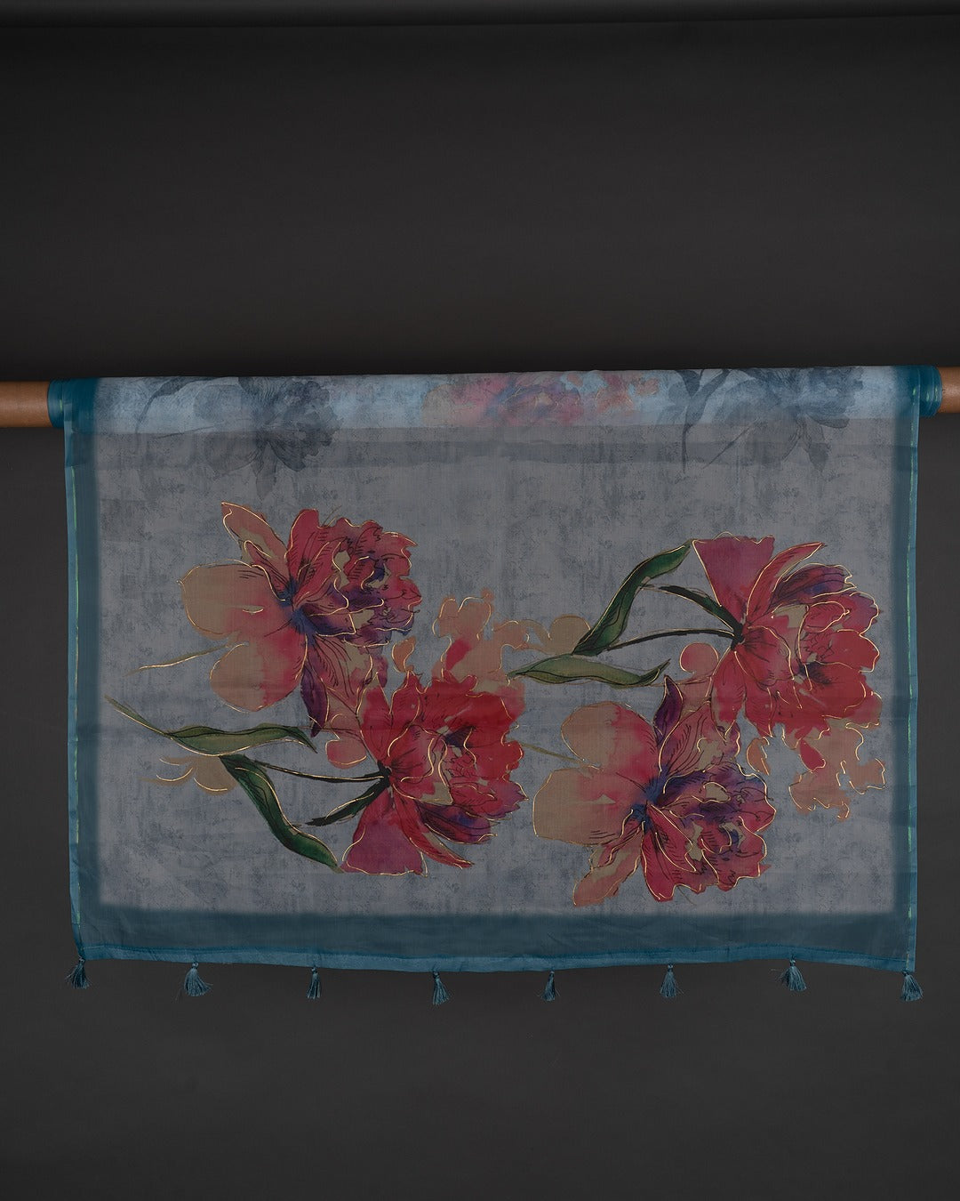 Whispering Florals on a Sky Blue Canvas - Breeze Through Beauty in Every Drape