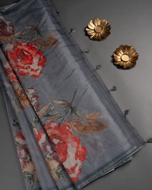 Blooms in Every Drape - A Garden of Grace on Soft Blue