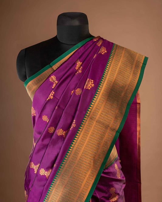 Kanya Kathaa β Royal Purple Paithani Saree with Golden Zari Work