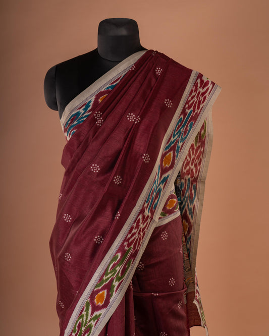 Threads of Tradition - Grace Draped in Maroon Elegance