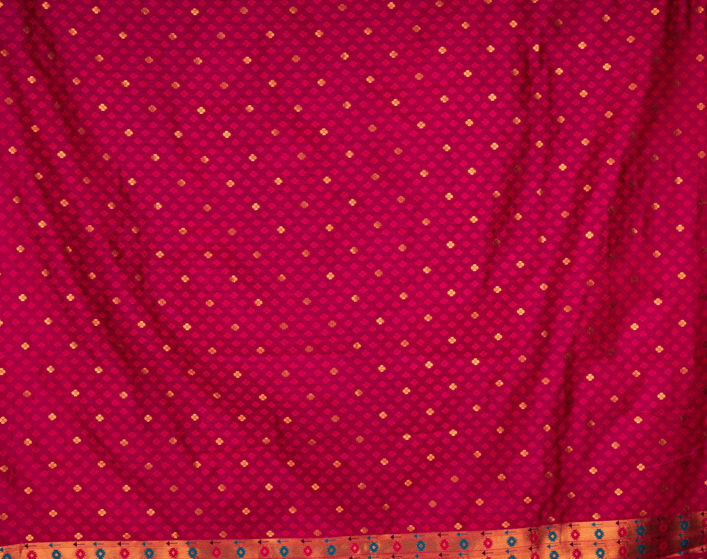 Kanya Kathaa β Teal Blue Paithani Saree with Coral Red Border & Golden Zari