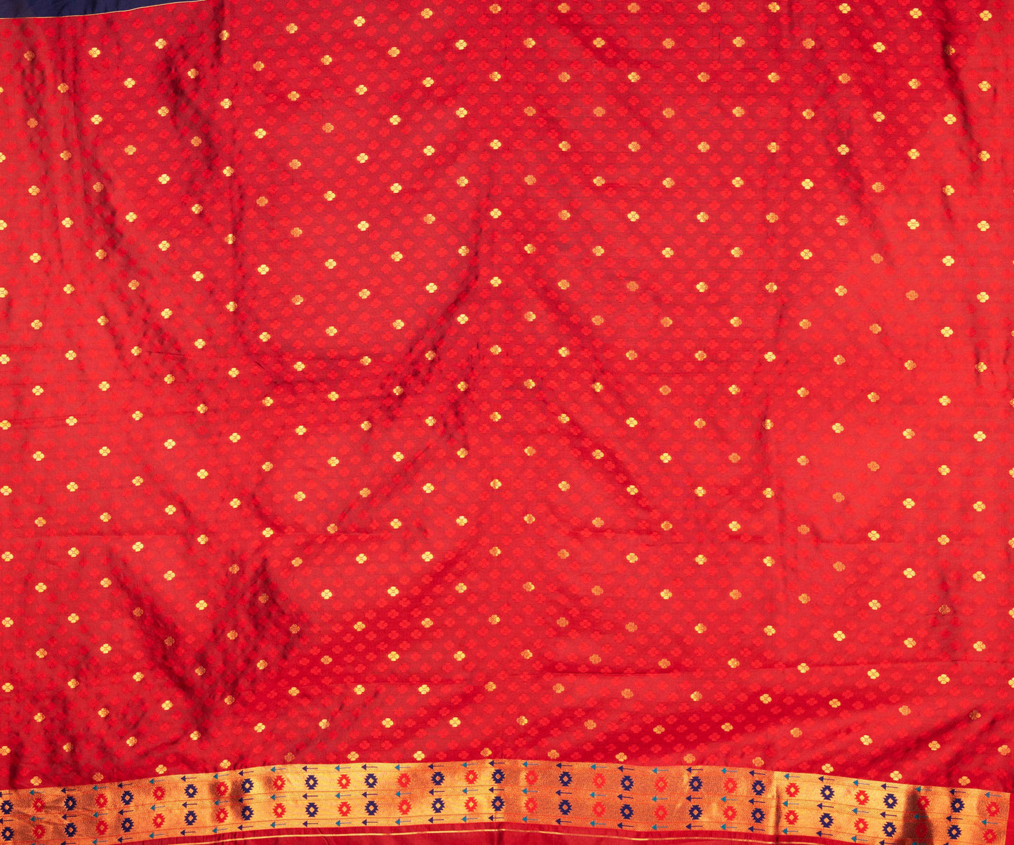 Kanya Kathaa – Navy Blue Paithani Saree with Red Border & Golden Zari