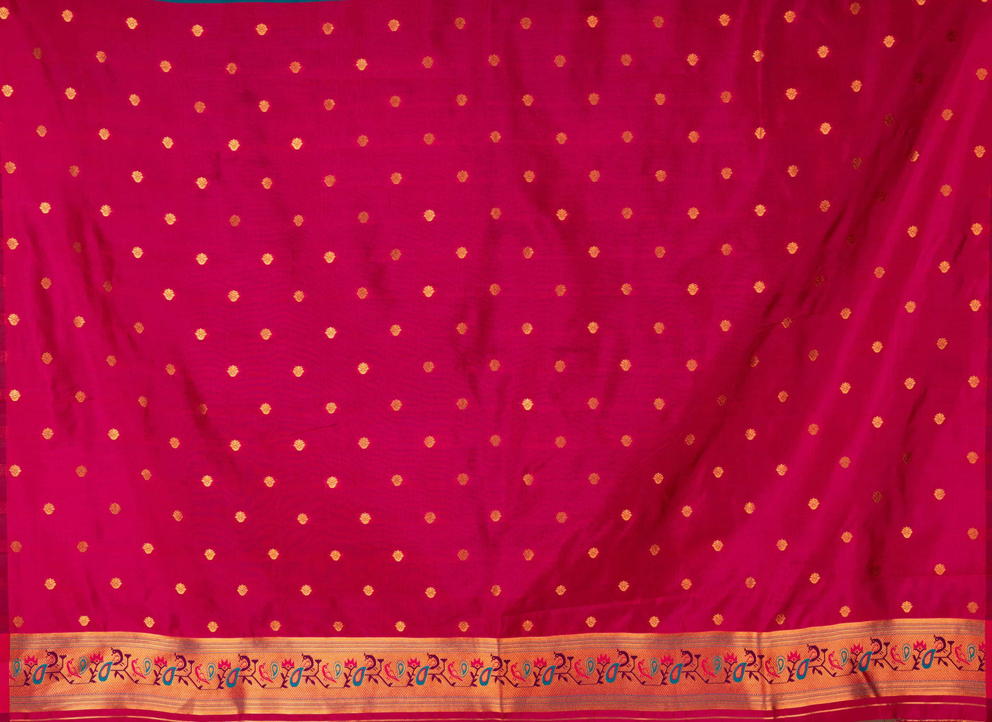 Kanya Kathaa β Teal Green Paithani Saree with Pink Border & Golden Zari
