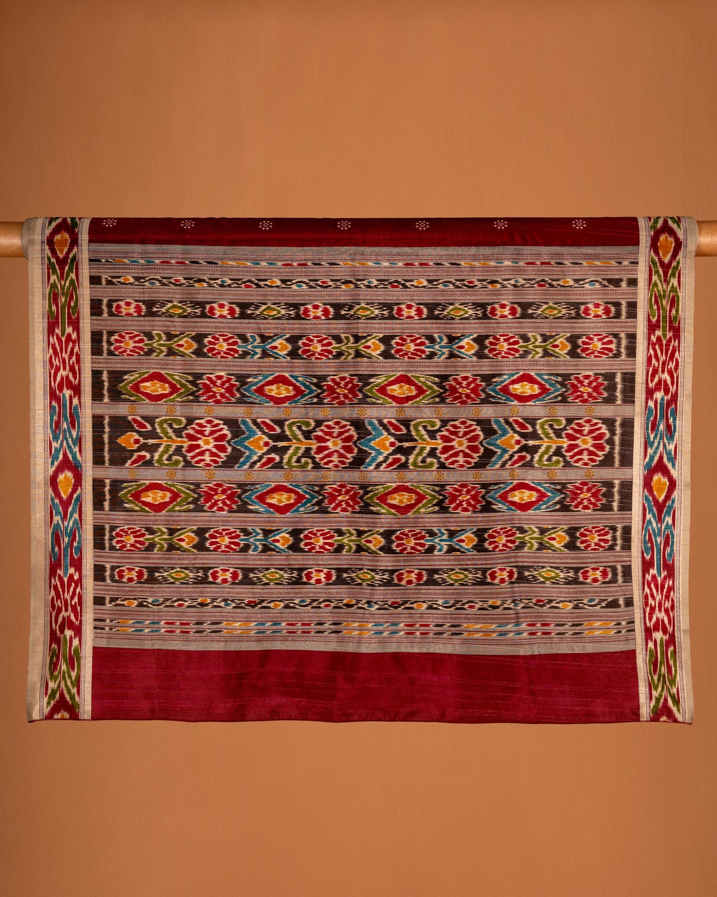 Threads of Tradition - Grace Draped in Maroon Elegance