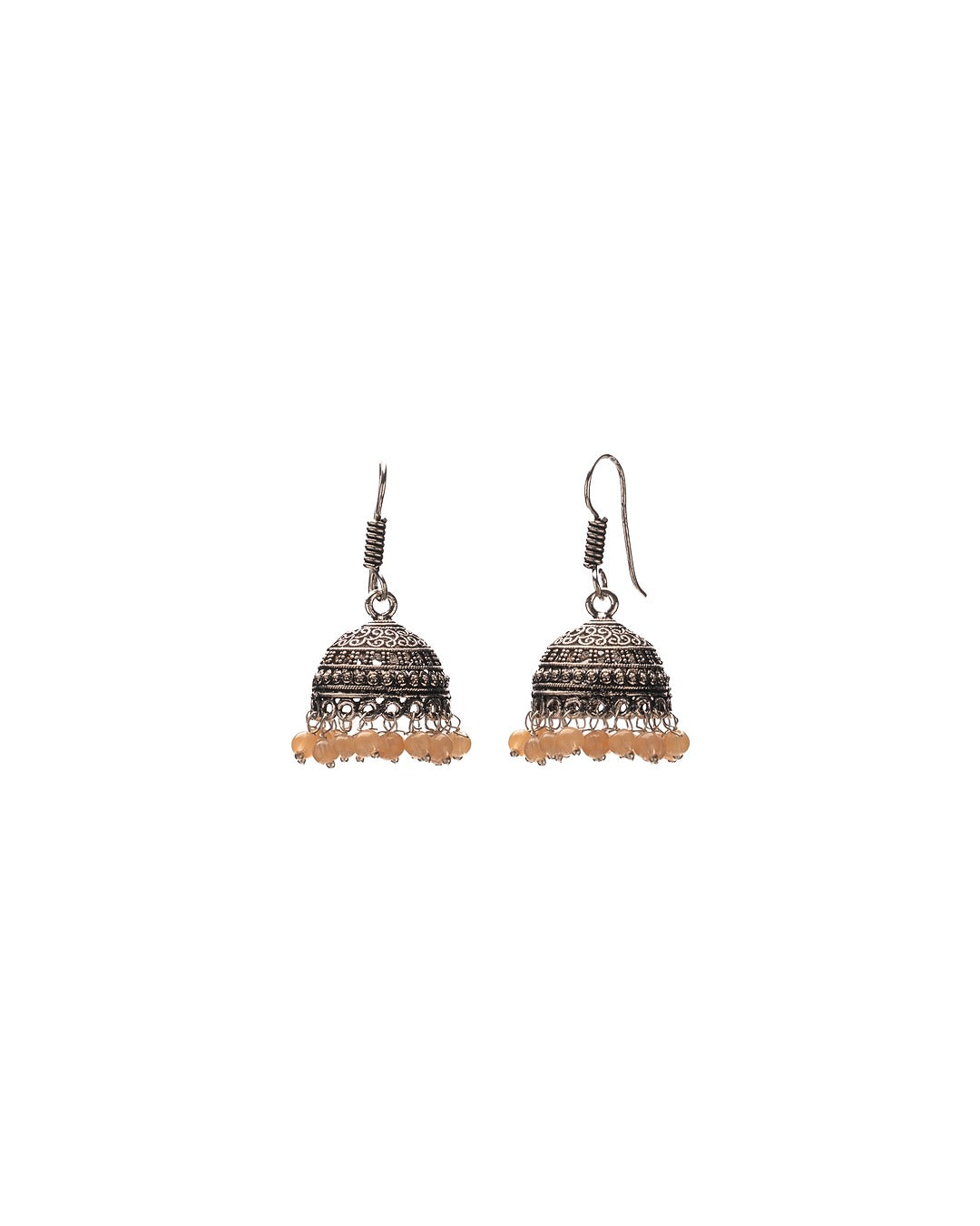 Rose Dust Oxidized Jhumka - Vintage Charm with a Hint of Blush