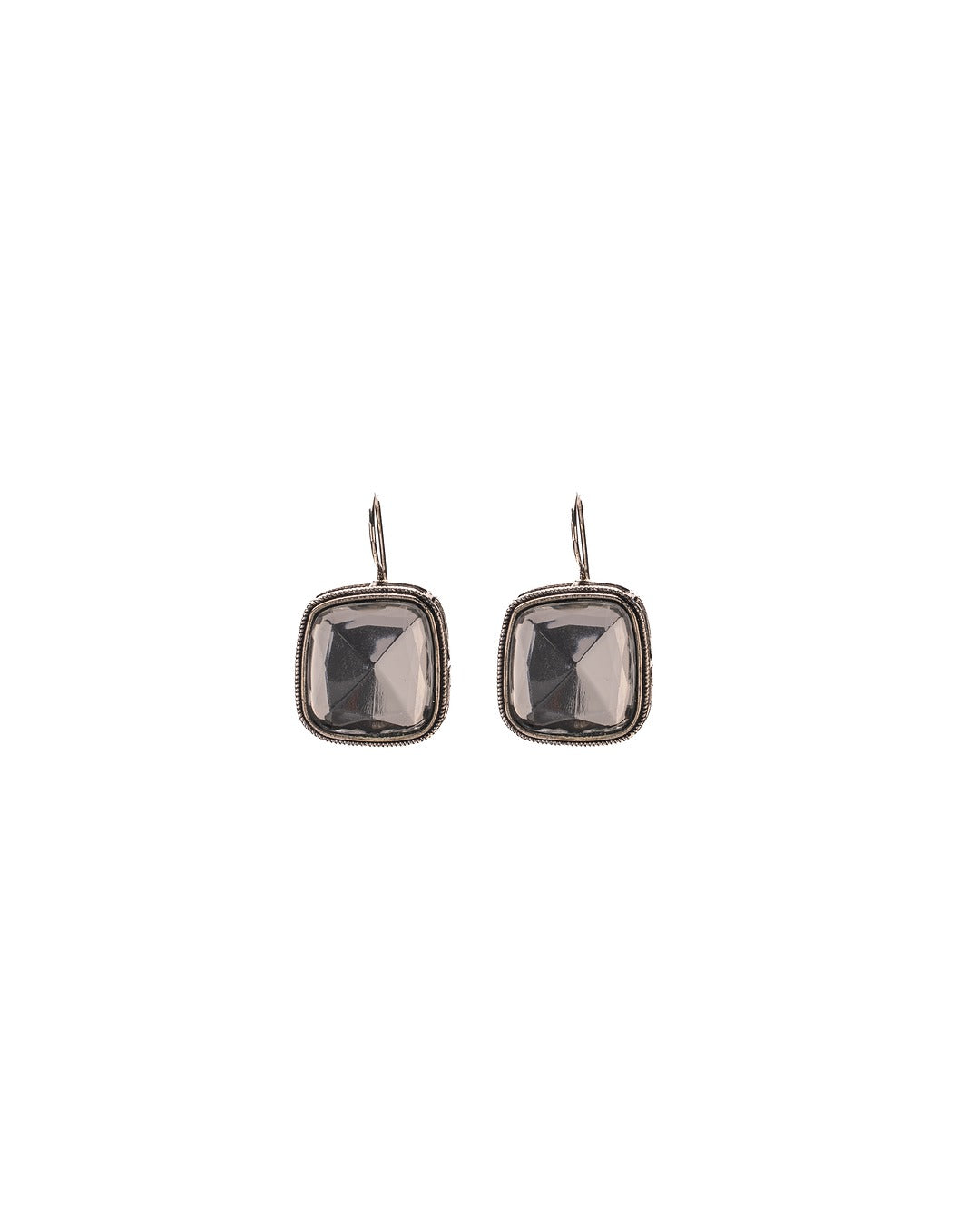Midnight Gleam: Square Drop Earrings - Bold Elegance in Every Facet