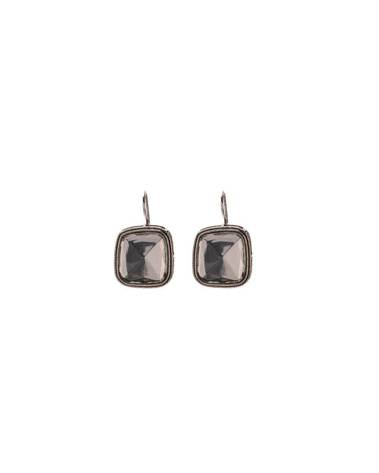 Midnight Gleam: Square Drop Earrings - Bold Elegance in Every Facet