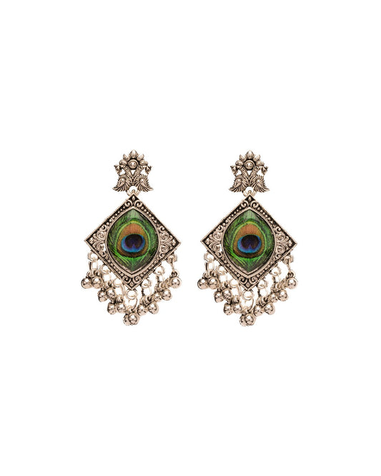 Regal Charm Peacock Drop Earrings - Graceful Elegance in Every Detail