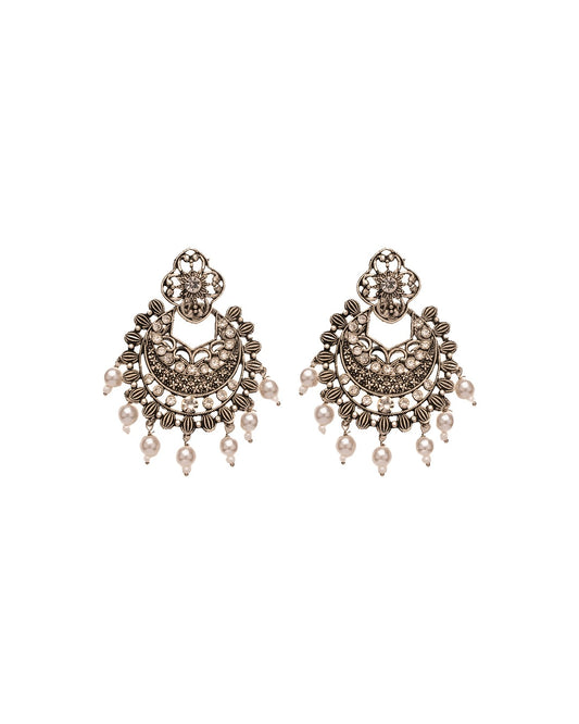 Antique Bloom Crescent Earrings - Where Tradition Blossoms in Style