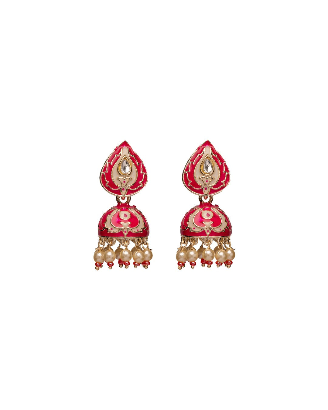 Meenakari Teardrop Royal Earrings - Elegance in Every Enamel Curve