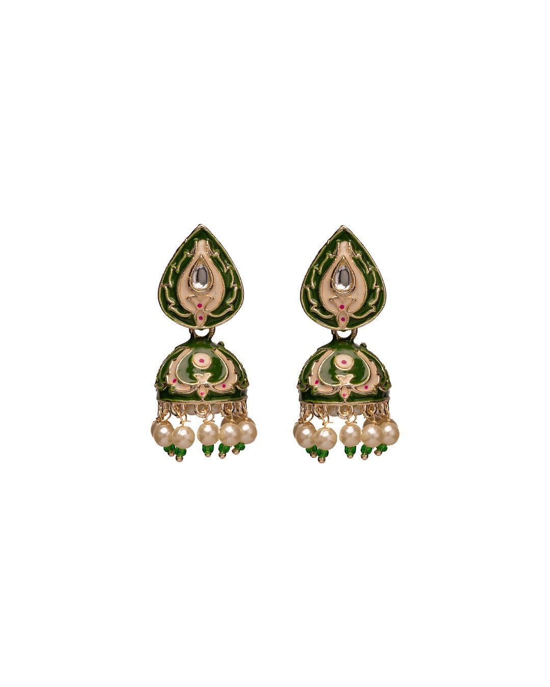 Meenakari Teardrop Royal Earrings - Elegance in Every Enamel Curve