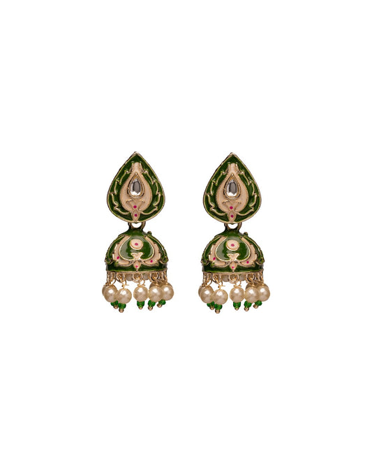 Meenakari Teardrop Royal Earrings - Elegance in Every Enamel Curve