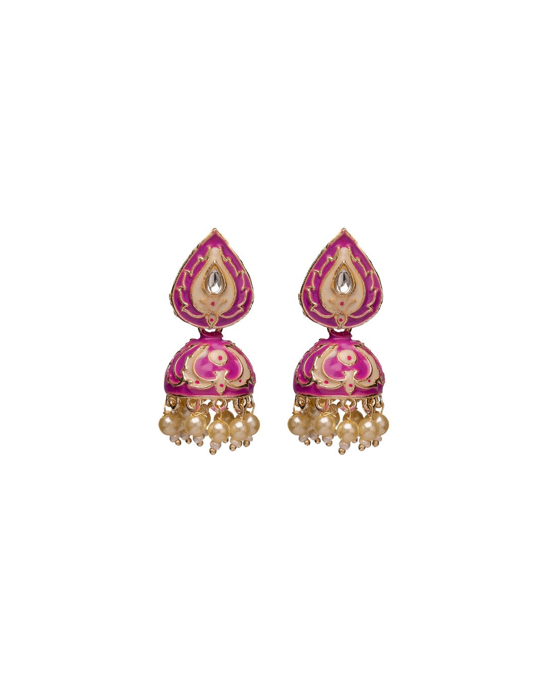 Meenakari Teardrop Royal Earrings - Elegance in Every Enamel Curve