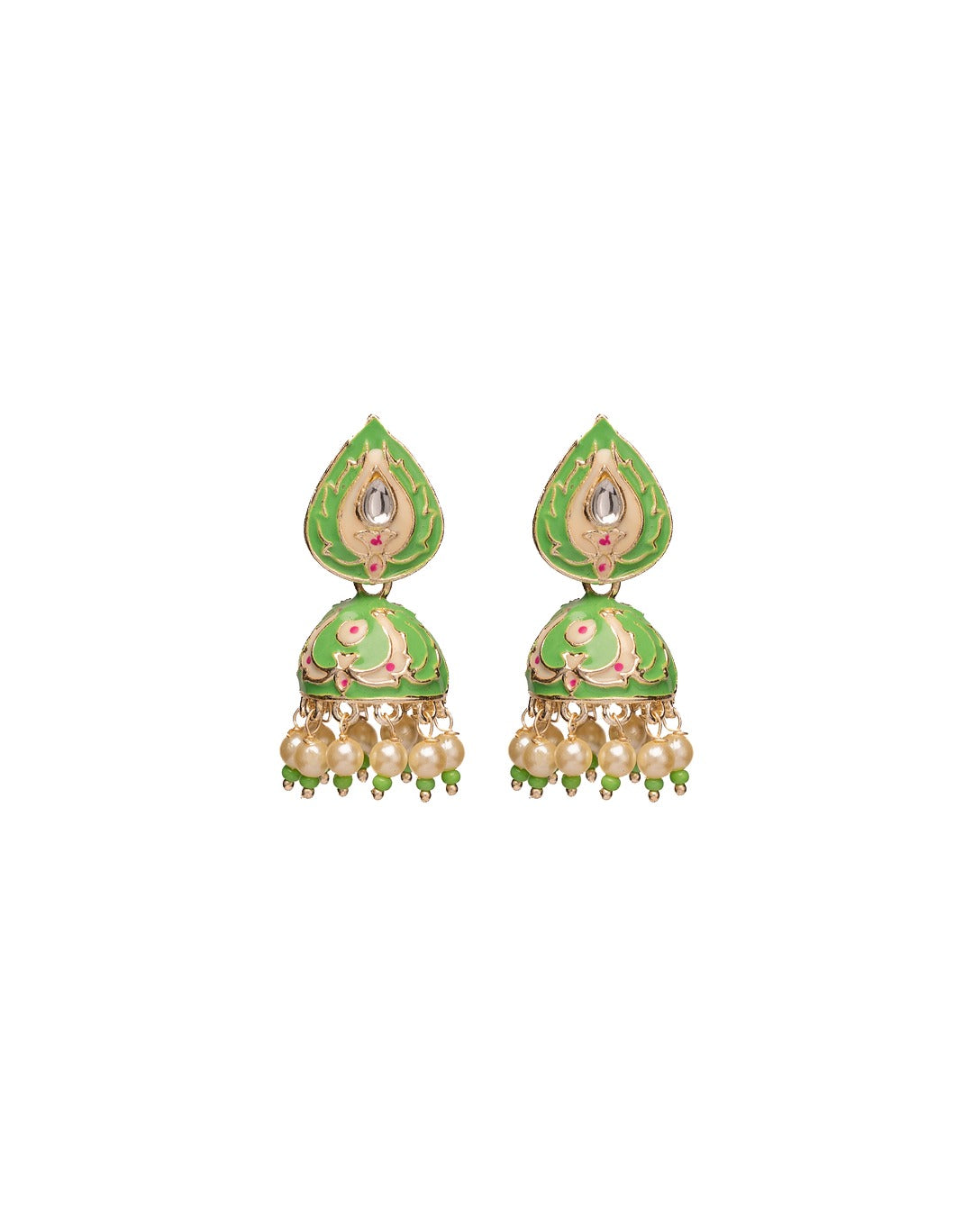 Meenakari Teardrop Royal Earrings - Elegance in Every Enamel Curve