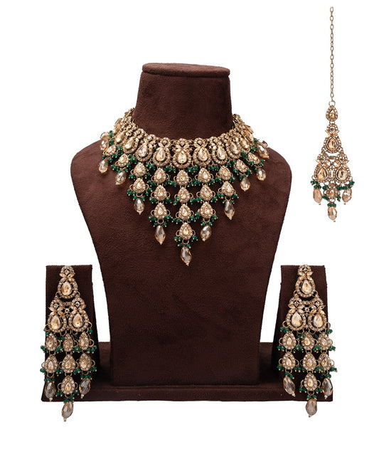 The Royal Rajputi Set - A Heritage of Grandeur in Gold & Green