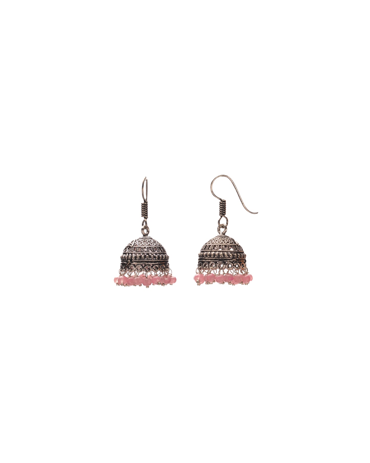 Rose Dust Oxidized Jhumka - Vintage Charm with a Hint of Blush