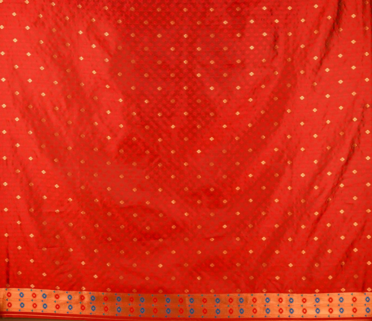 Royal Blue Paithani Saree with Rich Red Zari Border & Intricate Butti Work