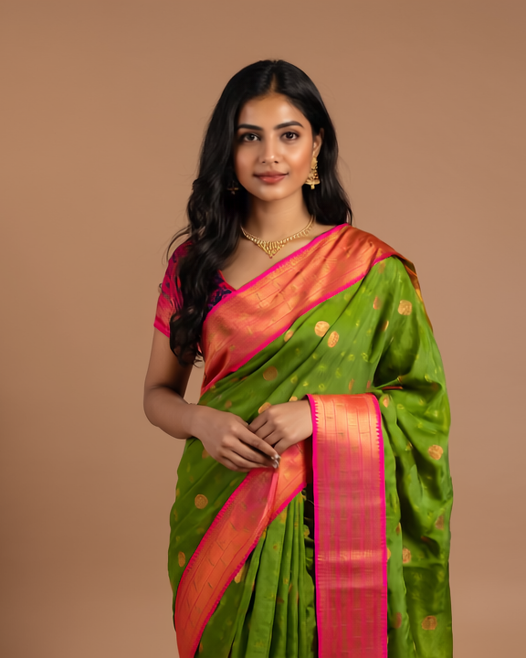 Boldly Traditional – The Radiant Green Silk Saree - Celebrate Culture with a Splash of Colour and Craft
