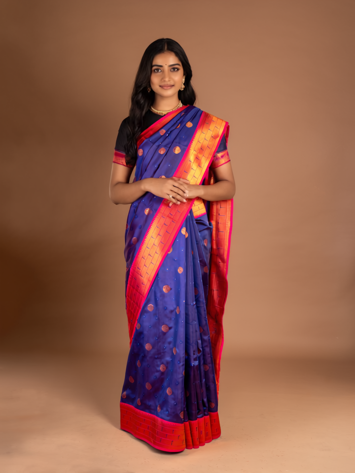 Majestic in Every Fold – The Royal Blue Zari Silk Saree - Bold Beauty, Woven in Tradition