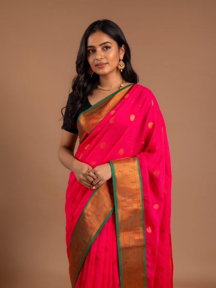 The Essence of Tradition – Red Radiance Silk Saree - Where Culture Meets Classic Elegance