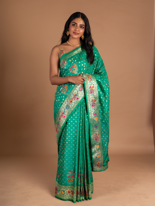 Meher-E-Peela Symphony in Green and Gold - Crafted Elegance That Whispers Royalty