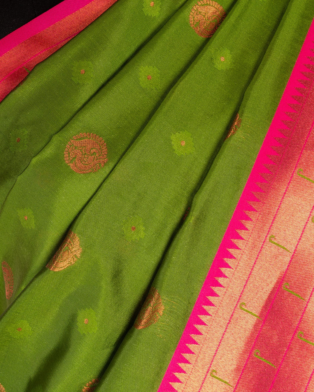Boldly Traditional – The Radiant Green Silk Saree - Celebrate Culture with a Splash of Colour and Craft
