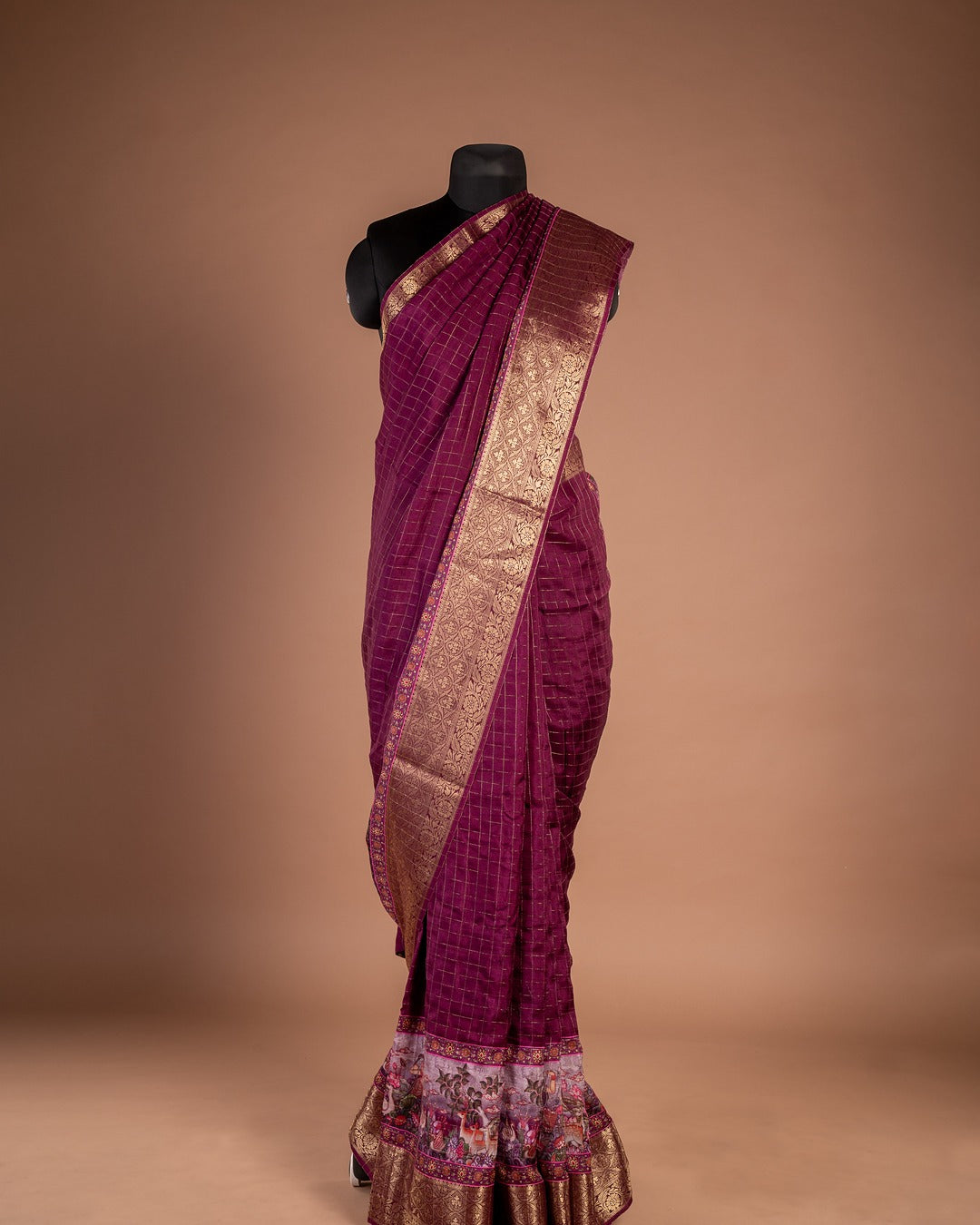 Deep Magenta Banarasi Saree - Shimmering Threads of Tradition