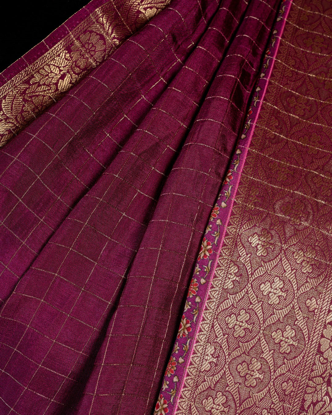 Deep Magenta Banarasi Saree - Shimmering Threads of Tradition