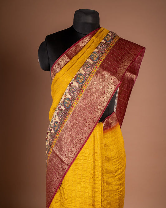 Classic Mustard Banarasi Saree - A burst of sunshine woven with tradition