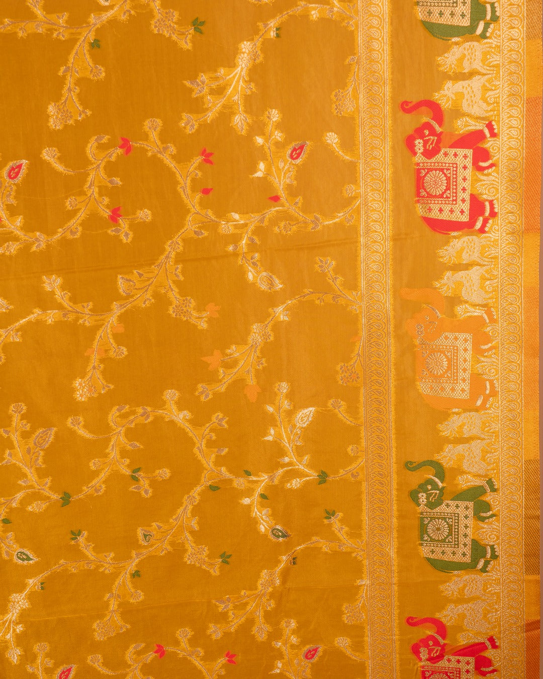 Mustard Jangla Jaal Katan Silk Saree - Celebrating Culture in Rich Banarasi Weaves